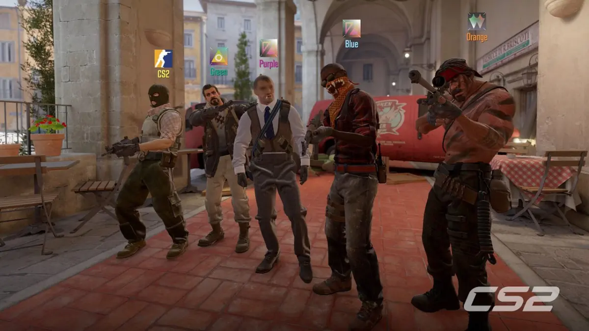 Arte oficial de Counter-Strike com operadores em cenário de competição