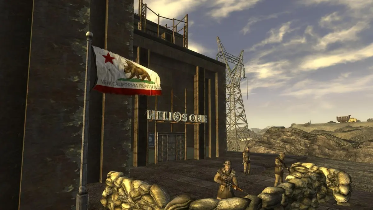 Arte oficial de Fallout: New Vegas com o deserto de Mojave