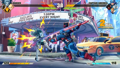Arte oficial de Marvel Tōkon: Fighting Souls com personagens da Marvel em estilo de jogo de luta
